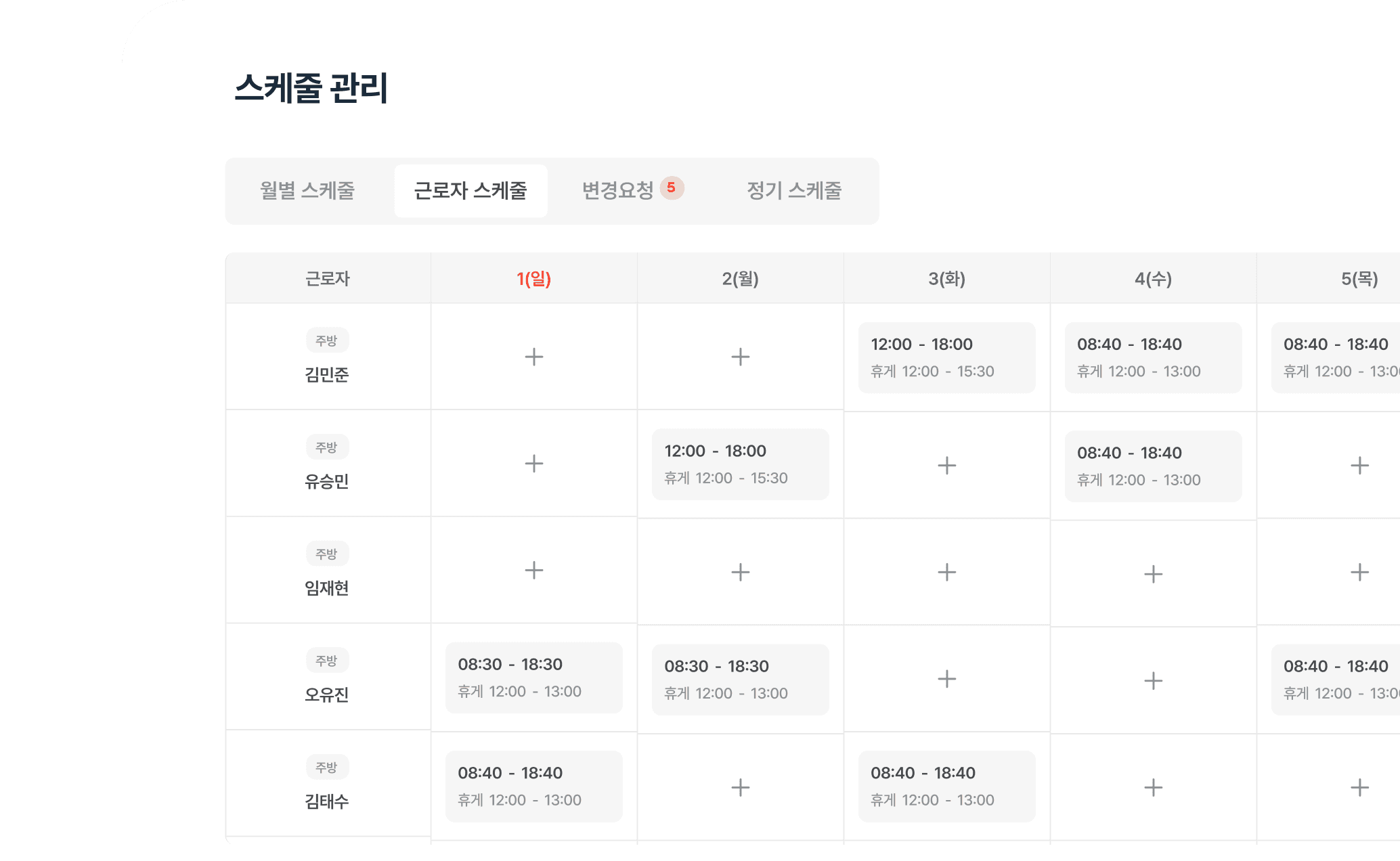 근무 일정 관리